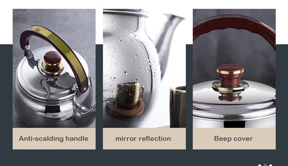 Royallure Tjockväggig Rostfritt Stål Pipkittel, 0.6–2.7 L, Induktionsklar & Hållbar Carvallo