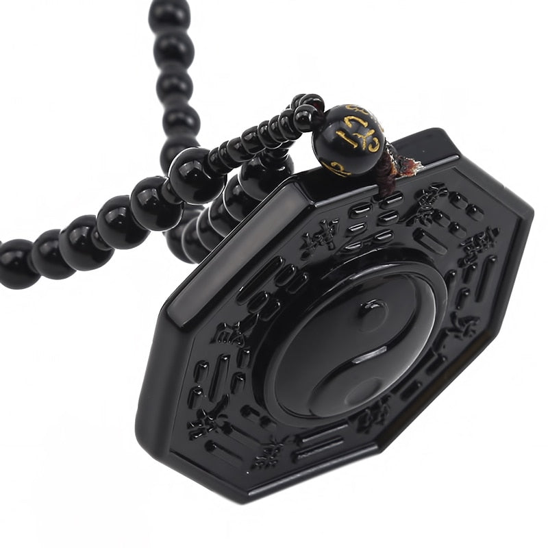 Obsidian Yin Yang Necklace Bellasverige