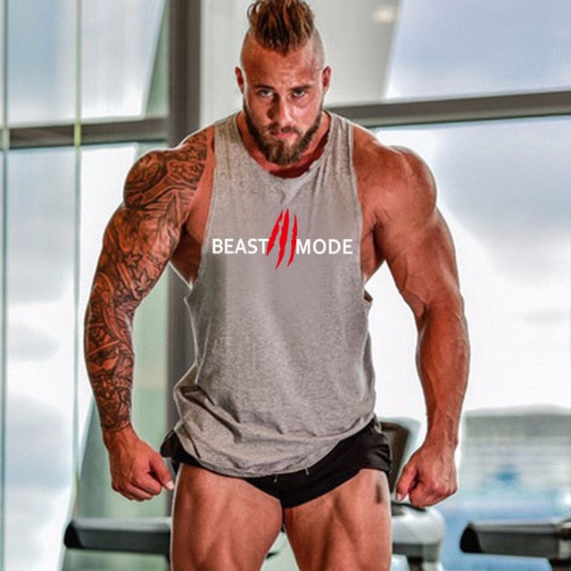 Beast Mode Linne-Clothes for Men-Bellasverige-Grå med vitt tryck-M-Hemnix