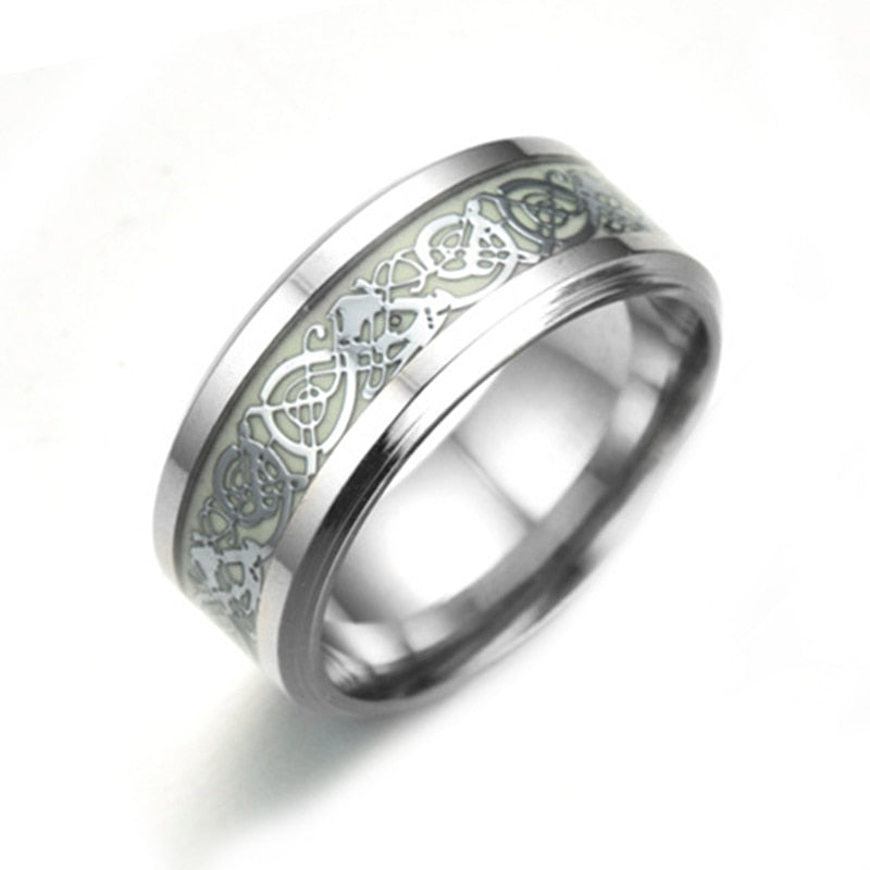 Lysande keltisk drake ring-Jewelry for men-Hemnix-16.5 mm-Platina silver-Hemnix