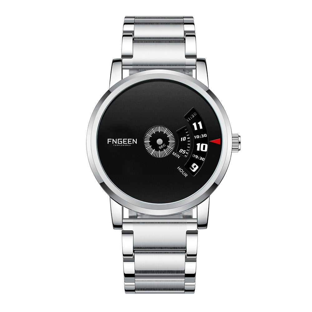 Unik tidmätare för män-Watches for men-Hemnix-Vit-stål Svart-Hemnix