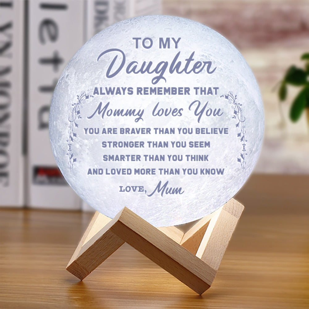 3D månlampa med text-Lights-Hemnix-Till min dotter Mommy Loves You-15cm 16 färger-Hemnix
