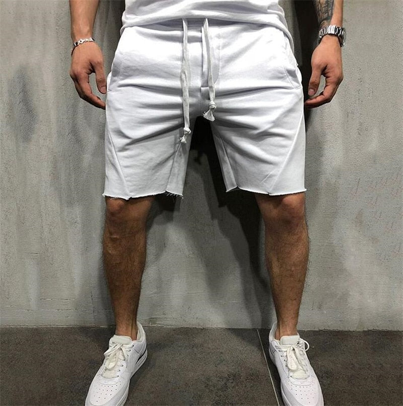 Löst släta enfärgade shorts-Clothes for Men-Bellasverige-Vit-M-Hemnix