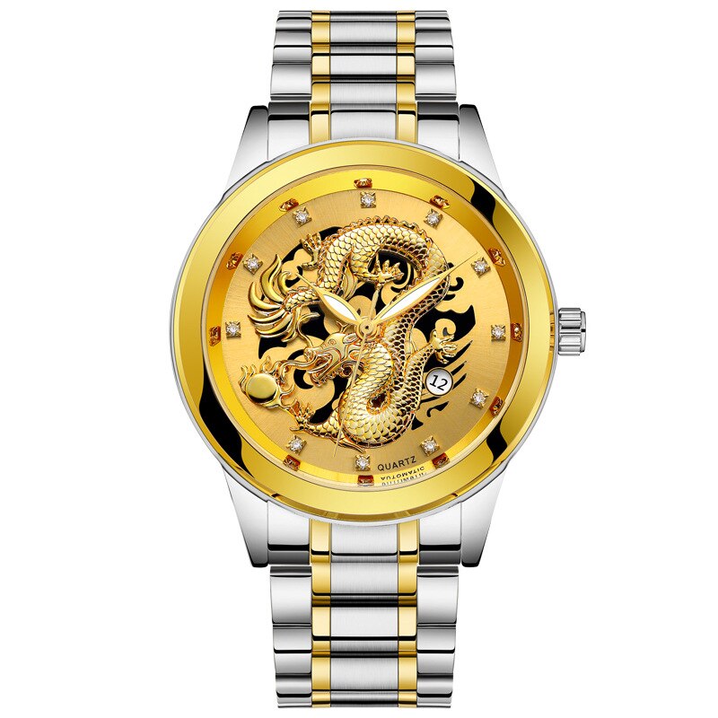 Ultratunn Golden Dragon Klocka-Watches for men-Hemnix-Silver Guld-Hemnix
