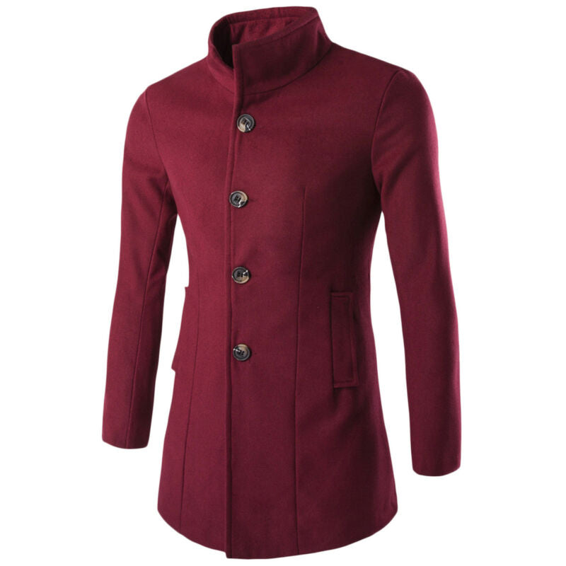 Trenchcoat med stående krage för män-Clothes for Men-Hemnix-Bourgogne-M-Hemnix