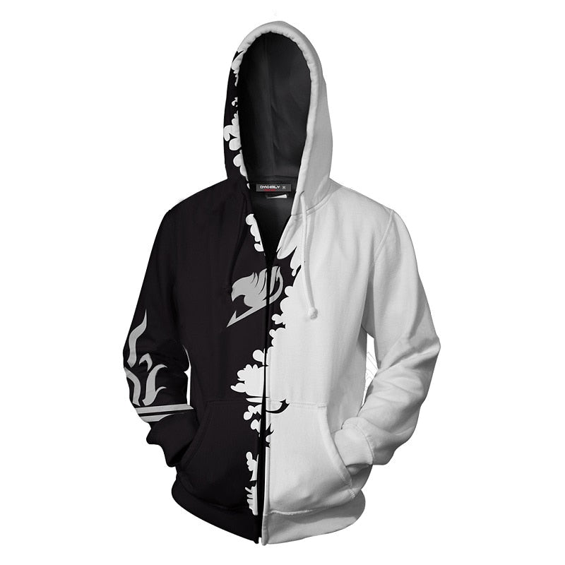 Fairy Tail Huvtröja-Clothes for Men-Hemnix-Svart Vit-S-Hemnix