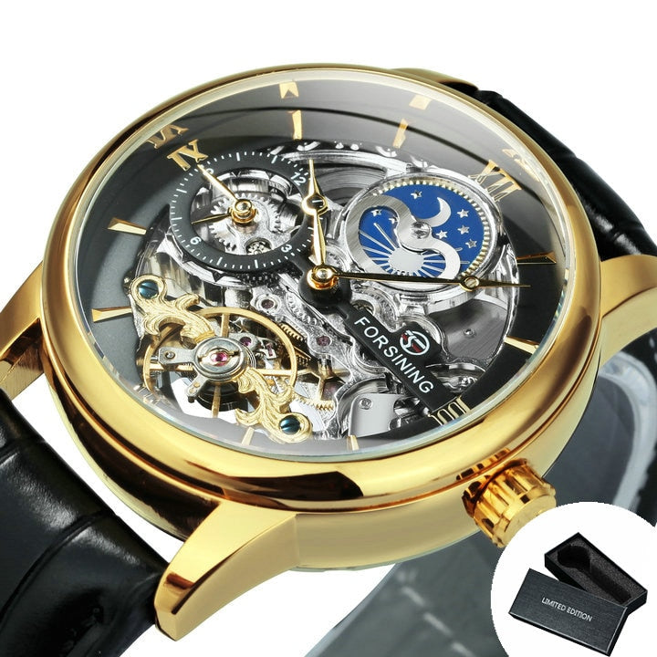 Forsining Män Skeleton Watch-Watches for men-Hemnix-GYLDEN SVART-Hemnix