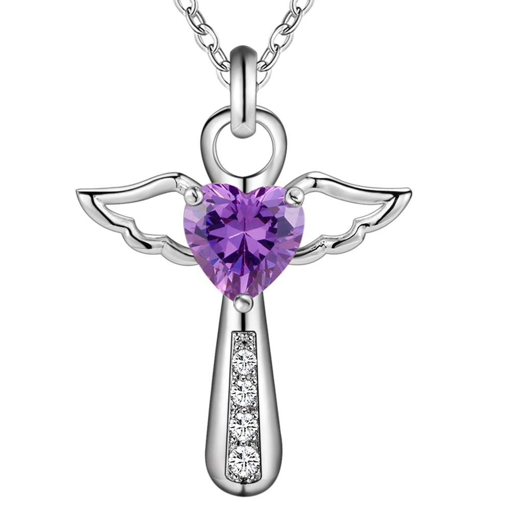 Ängel vingar kors halsband-Jewelry-Hemnix-Lila-45cm-Hemnix