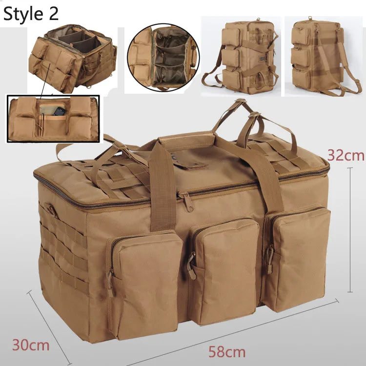 Carvallo 55L Ryggsäck | Militärt Molle-system | Extra mycket förvaring | Robust nylon – Svart/Khaki/Grön Carvallo