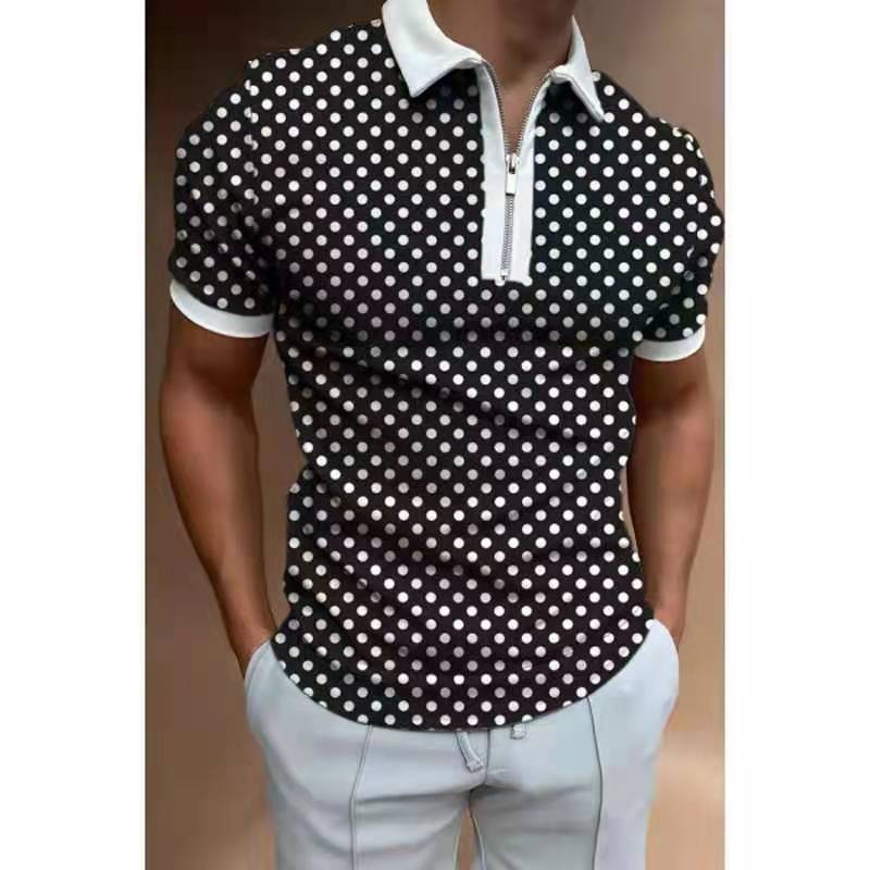 Summer Zip Shirt-Clothes for Men-Hemnix-Svart Polka-M-Hemnix