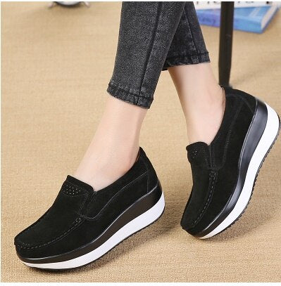 Kvinnors Slip-On Moccasin skor-Shoes for Women-bellasverige-Svart och vit-35-Hemnix