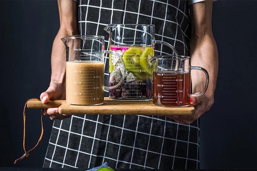 Royallure Värmebeständigt Glas Mätkopp, Hög-Borosilikat 250 ml–1000 ml, Klar & Hållbar Carvallo