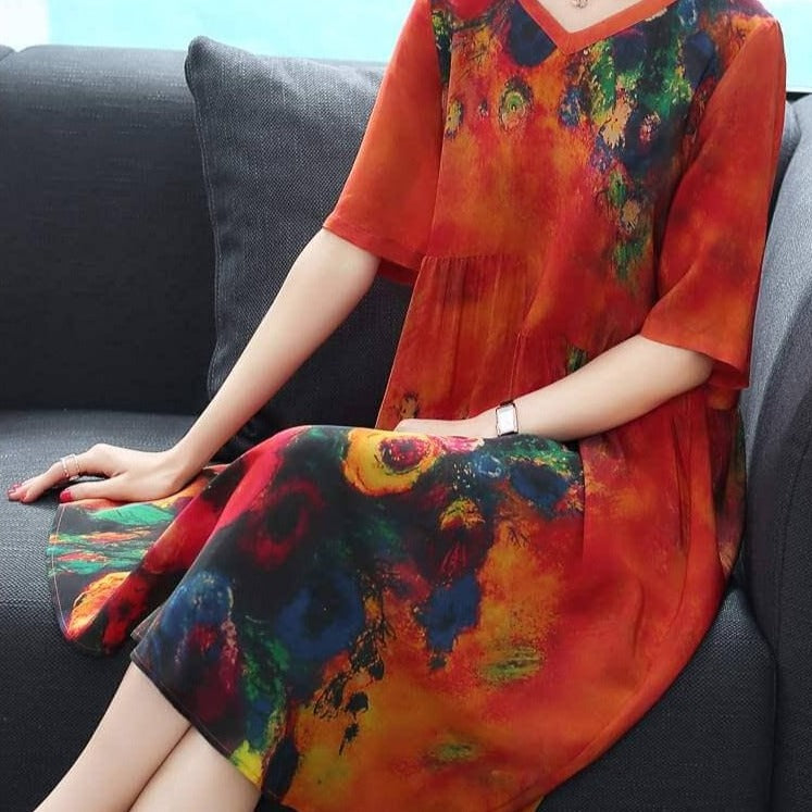 Klänning i äkta mjukt silke-Clothes for women-Hemnix-Hemnix