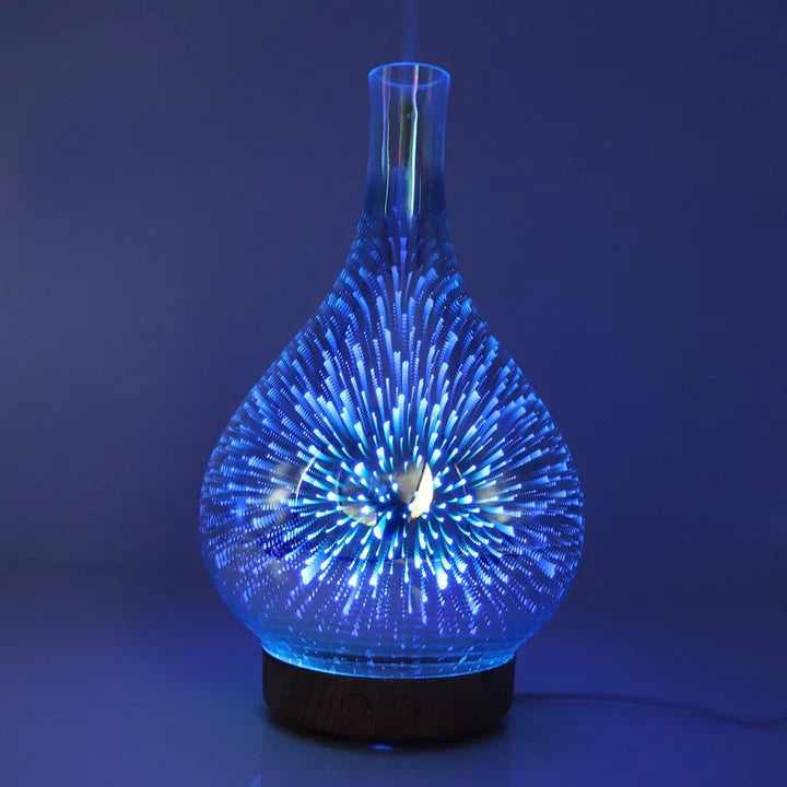 Aromadiffusor med 3D-glasdesign – LED-färgbyte & doftolje-funktion Carvallo