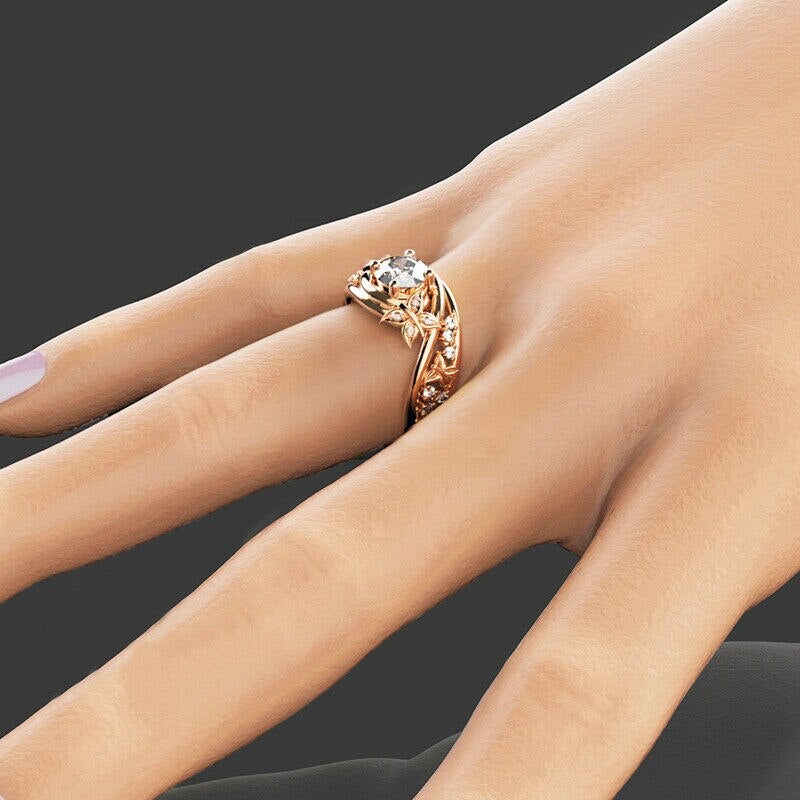 Hollow Rhinestones fjäril blomma ring-Jewelry for women-Hemnix-Hemnix