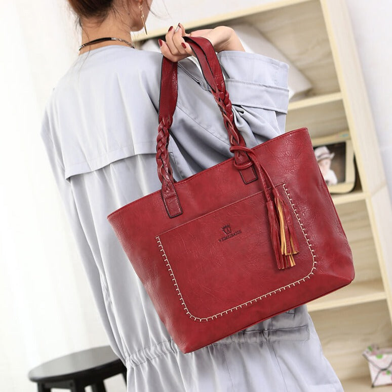 Skulderväska i läder för kvinnor-Accessories-Hemnix-Rött vin-Hemnix