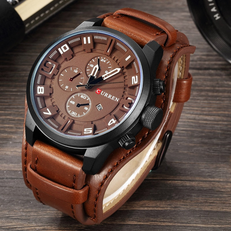Lyxig navigator-klocka-Watches for men-Hemnix-Brunt kaffe-Hemnix