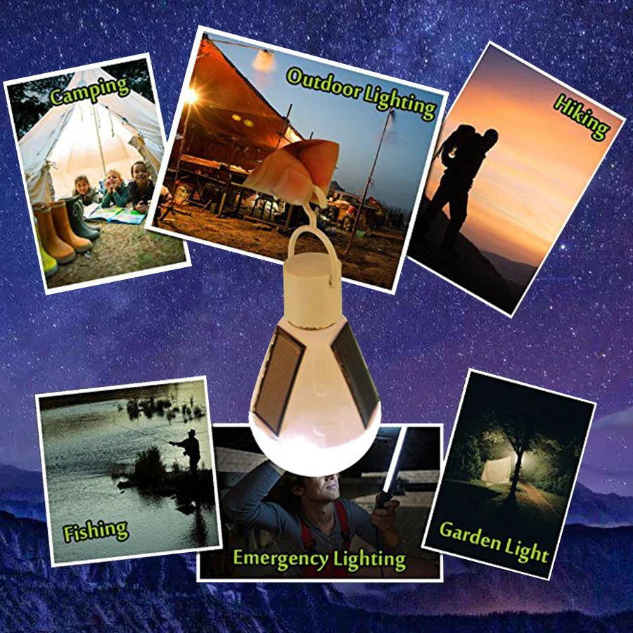 Carvallo ProLite Solar-LED-lampa 7 W/12 W E27 bärbar & vattentät Carvallo