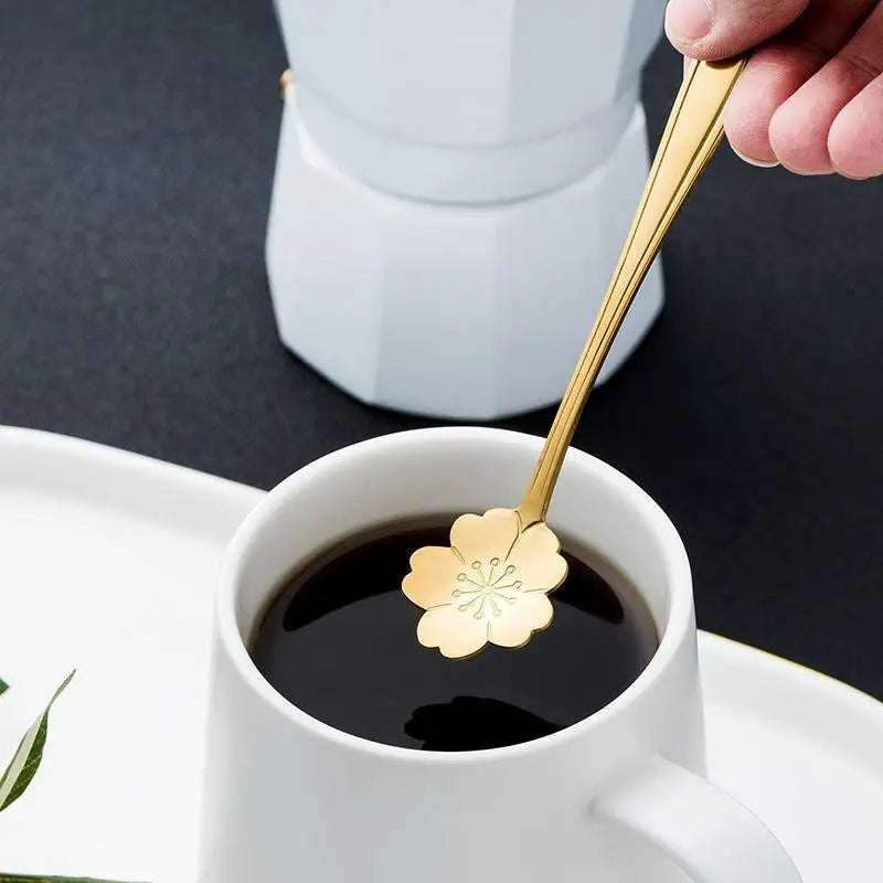 Royallure 8-delars Blomstersked Set – Rostfritt Stål Kaffe Skedar Carvallo