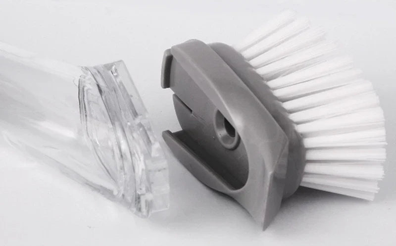 Carvallo 2-i-1 Diskborste med tvålpump & utbytbara huvuden | Långt handtag & skrapa | För kastruller, stekpannor & tallrikar Carvallo