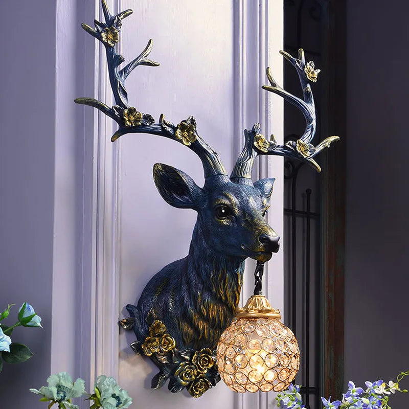 DeerCharm - Rustik vägglampa med kristallglas Vintage belysning Carvallo