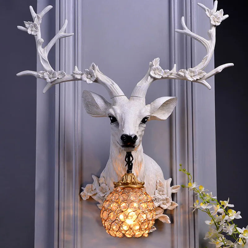DeerCharm - Rustik vägglampa med kristallglas Vintage belysning Carvallo