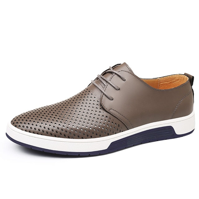 Oxford Läder Casual Skor-Shoes for Men-Bellasverige-Grå perforering-38-Hemnix