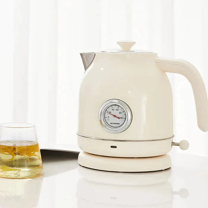 Royallure 58 oz Retro Rostfritt Stål Elektrisk Kettle – 1500 W Snabbkokning, Temperaturdisplay, Automatisk Avstängning Carvallo