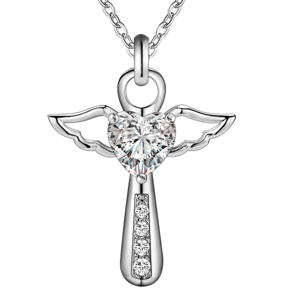 Ängel vingar kors halsband-Jewelry-Hemnix-Vit-45cm-Hemnix