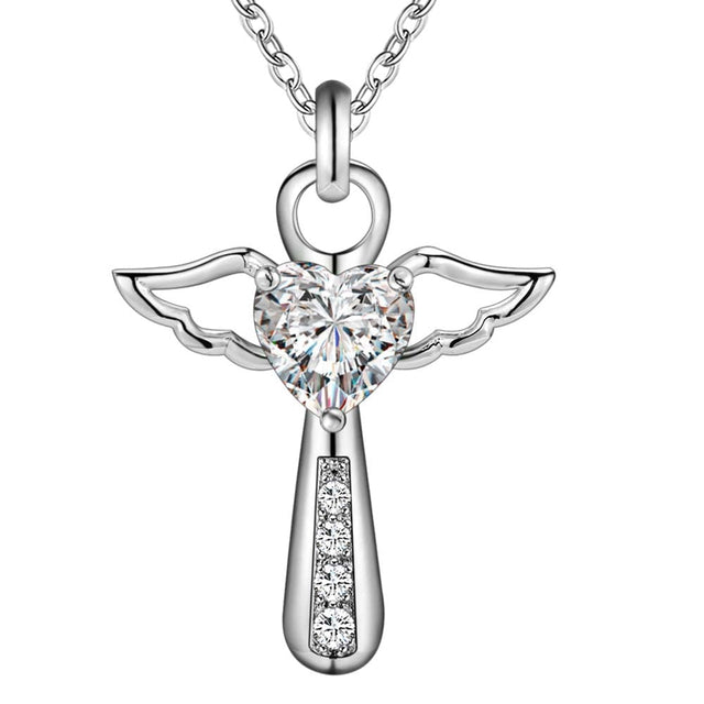 Ängel vingar kors halsband-Jewelry-Hemnix-Vit-45cm-Hemnix