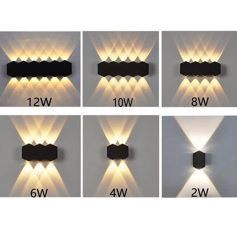Zion - Hex Formad Upp/Ned Utomhus Vägglampa Svart Vit Carvallo