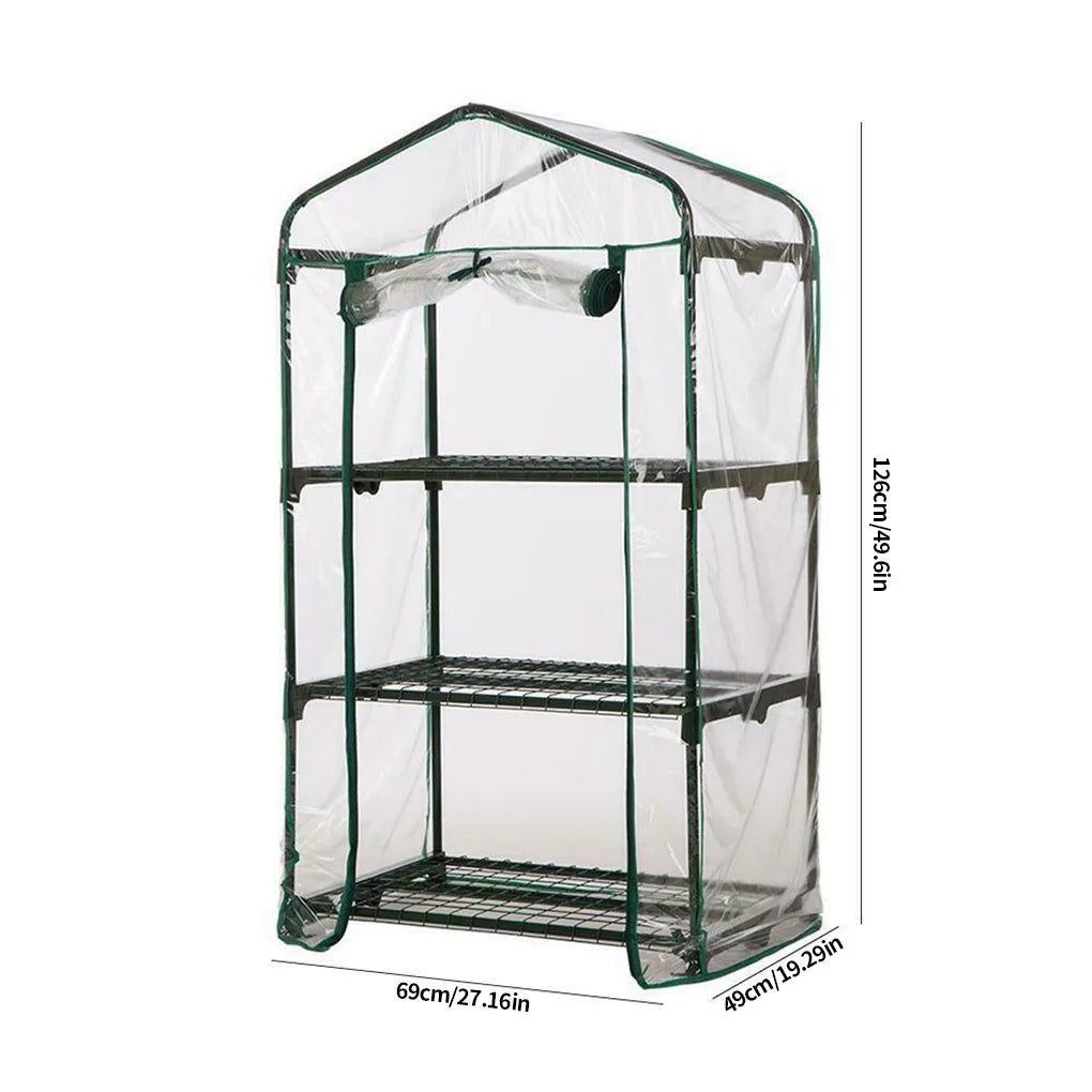 Carvallo Mini Transparent PVC-växthusfolie | Vattentät & UV-beständig | För 2–5 våningar | Med dragkedje-framdörr Carvallo