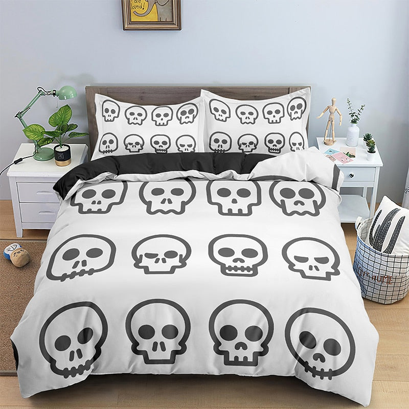 Skelett-sänglakan-Home-Hemnix-Uppsättning A-UK Enkel 135x200cm-Hemnix