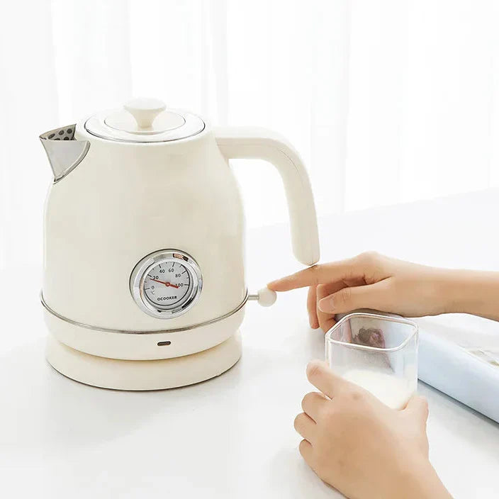 Royallure 58 oz Retro Rostfritt Stål Elektrisk Kettle – 1500 W Snabbkokning, Temperaturdisplay, Automatisk Avstängning Carvallo