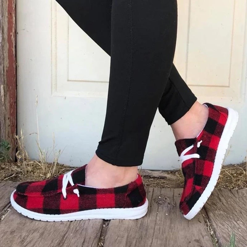 Kvinnors Canvas Lace-Up Loafers-Shoes for Women-Bellasverige-Hemnix