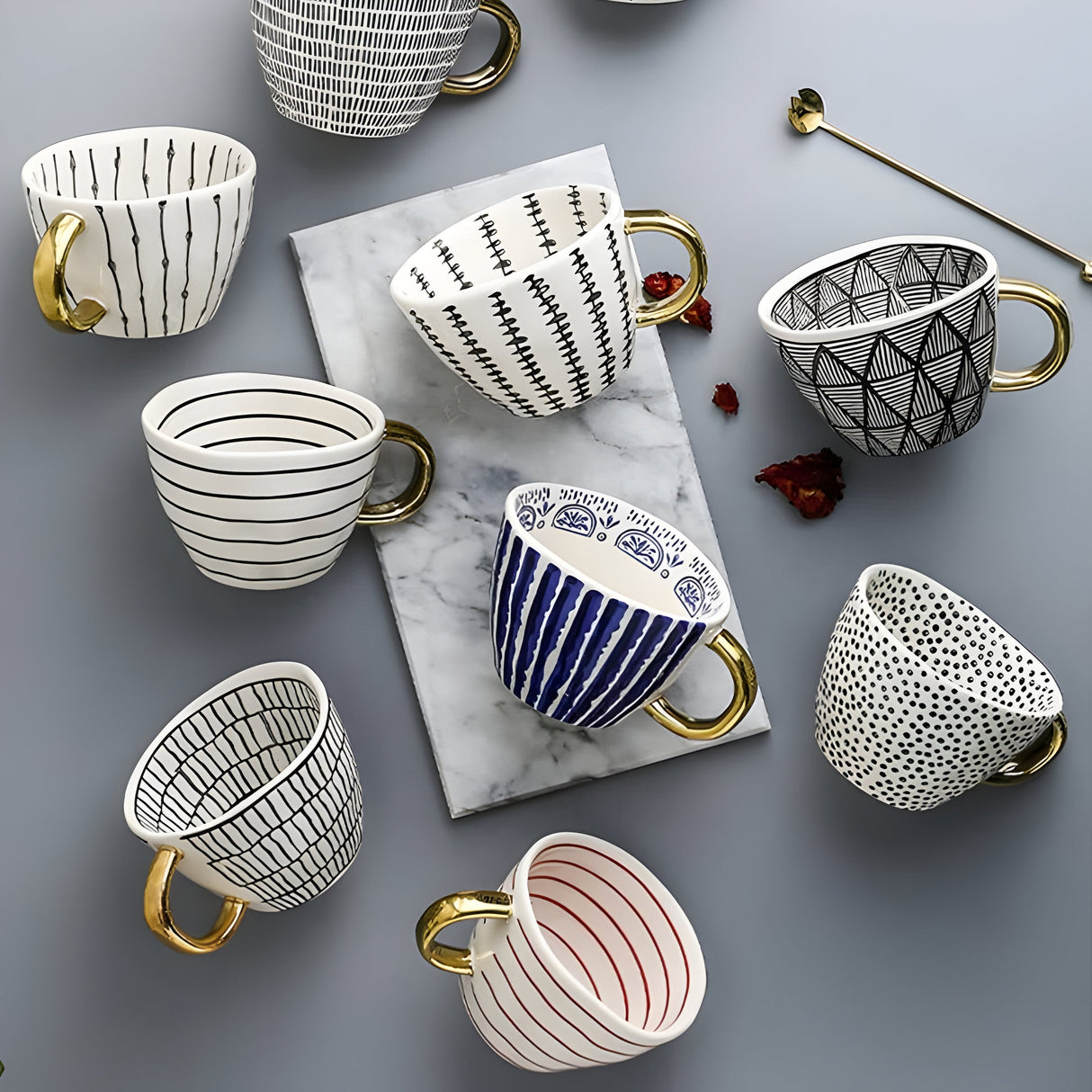 Keramikkopp med geometrisk design – Stilfull og moderne | Ideell for kaffe eller te Carvallo