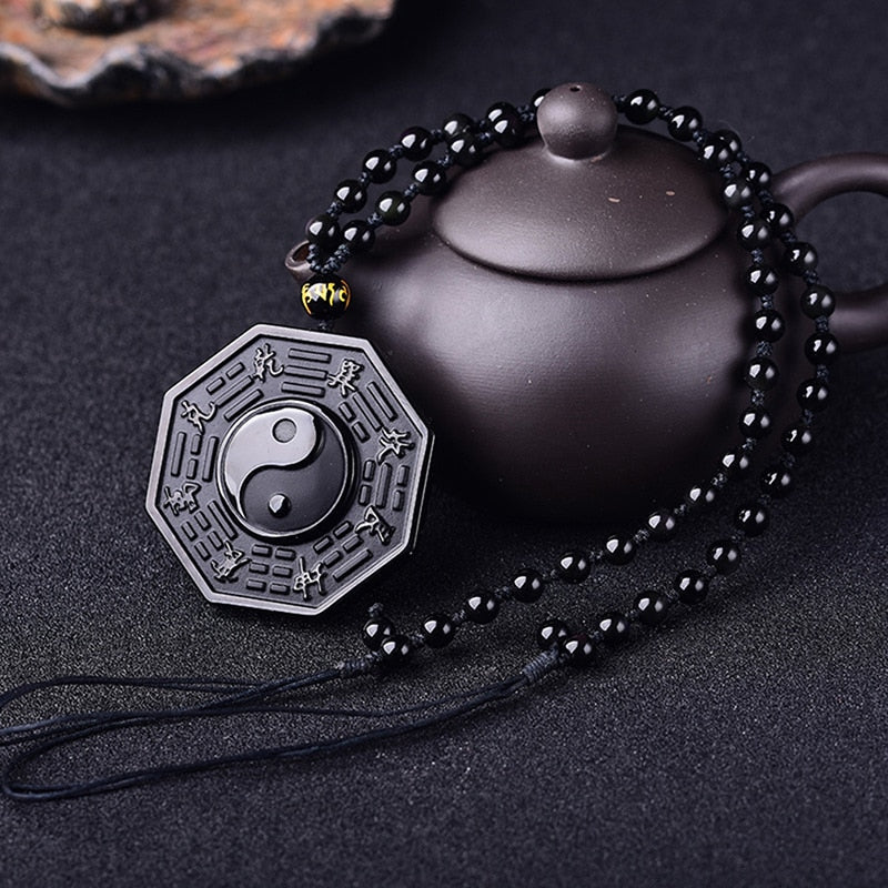 Obsidian Yin Yang Necklace Bellasverige