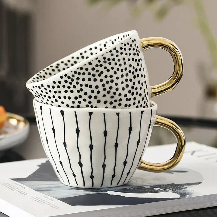 Keramikkopp med geometrisk design – Stilfull og moderne | Ideell for kaffe eller te Carvallo