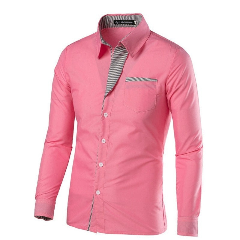 Slim Fit långärmat för män-Clothes for Men-Hemnix-Rosa-M-Hemnix