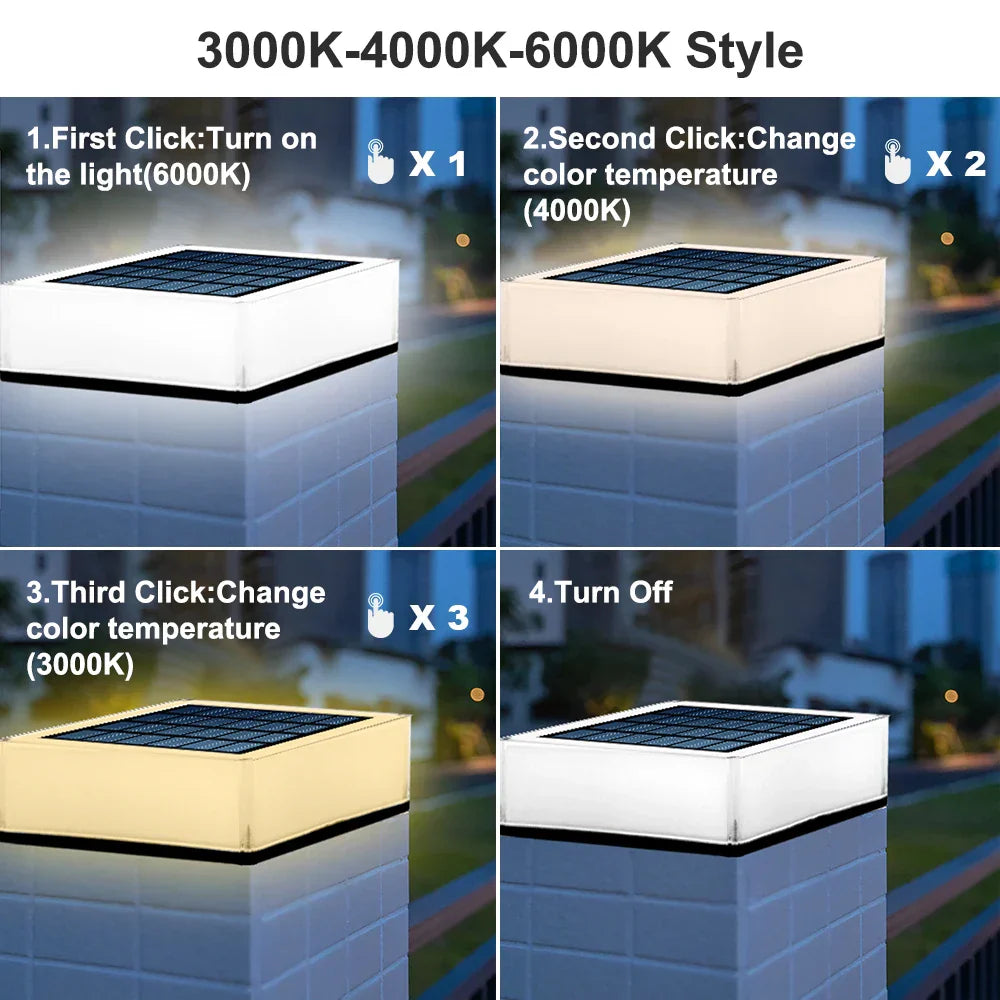 Carvallo Solarleuchte Utomhus IP65 | 3 Ljusfärger & Skymningssensor | Väderbeständig & Energibesparande | Svart Carvallo