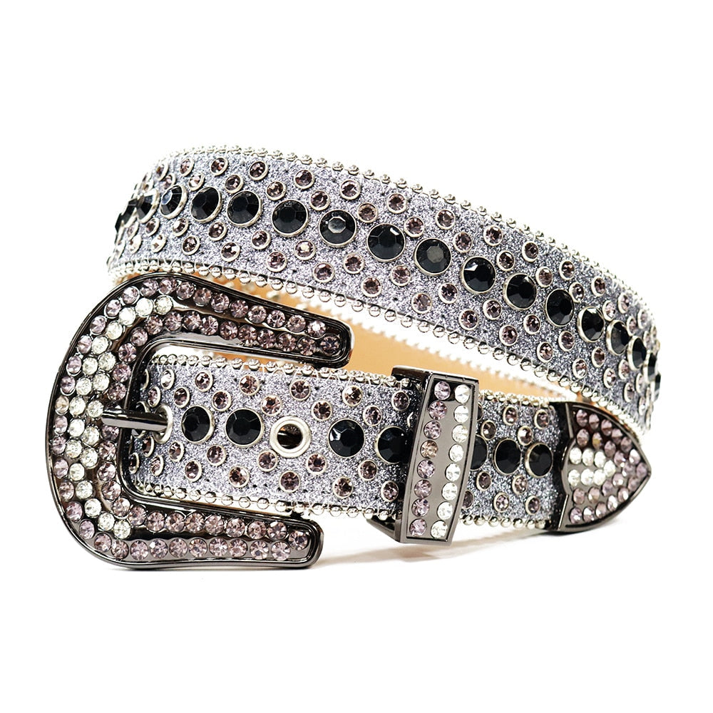 Rhinestone Diamond Belt-Accessories-Hemnix-Grått Lila-42 inch-Hemnix