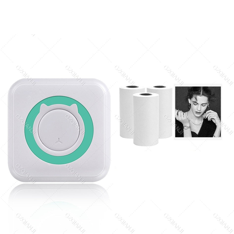 Bärbar fickskrivare-Electronics-Hemnix-Blå skrivare + 5 vita rullar-Hemnix