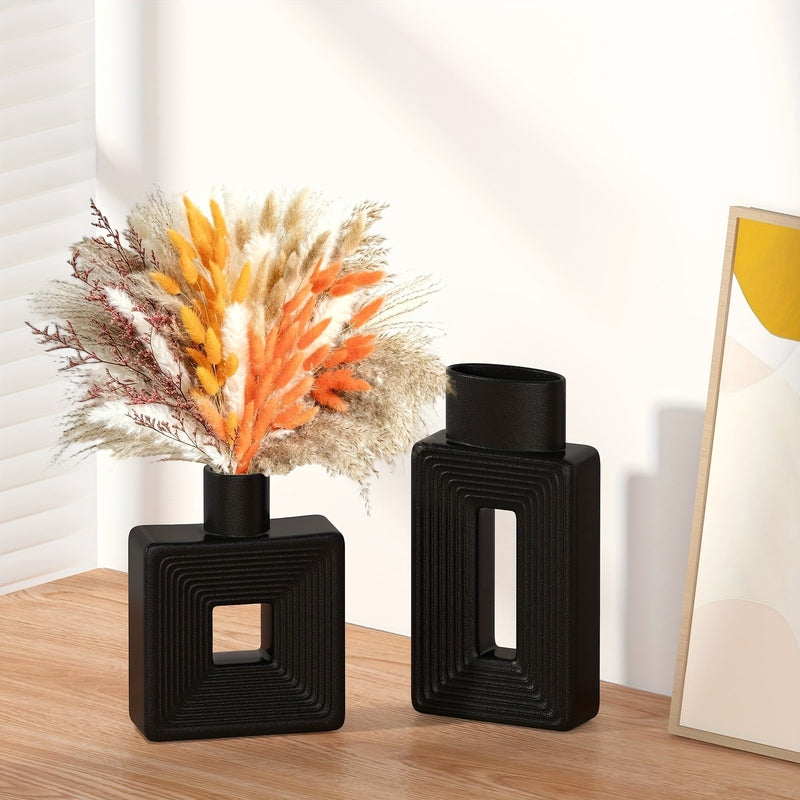 Carvallo – Vit keramikvas-set med geometrisk design för en boho-chic inredning Carvallo