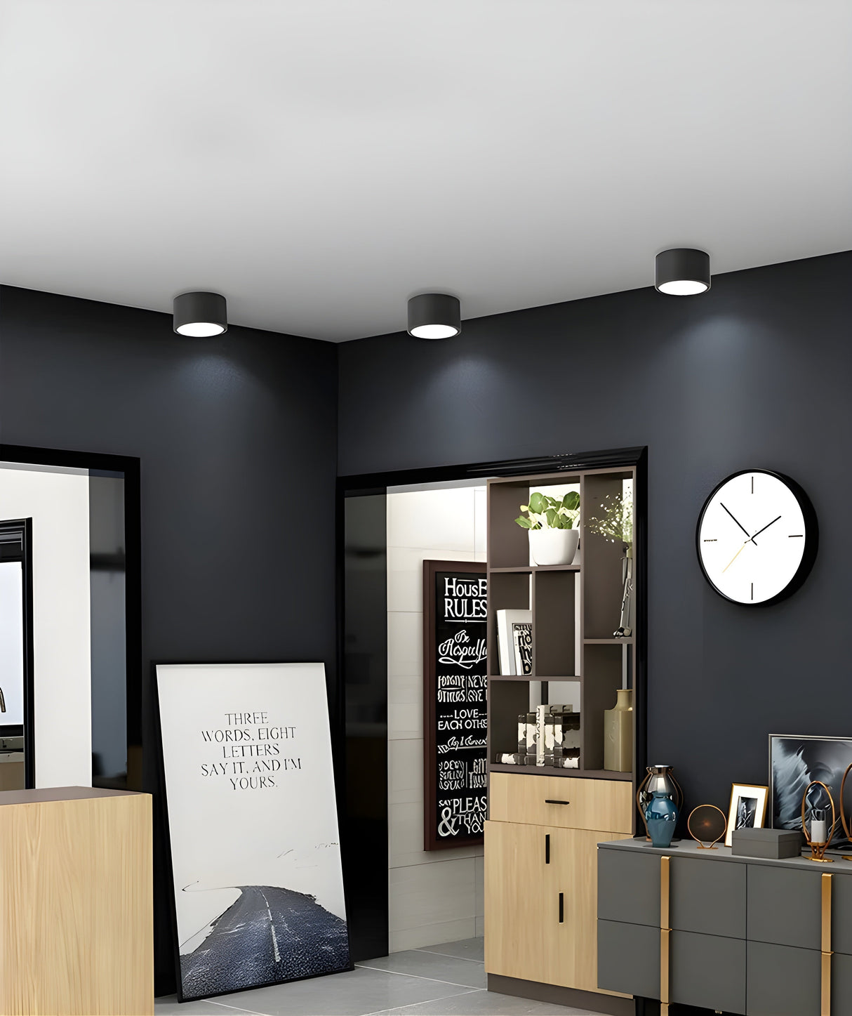 LED-taklampa i cylindrisk form – Varmt ljus i vintagestil industriell design | Med dekorativ detalj i trä Carvallo