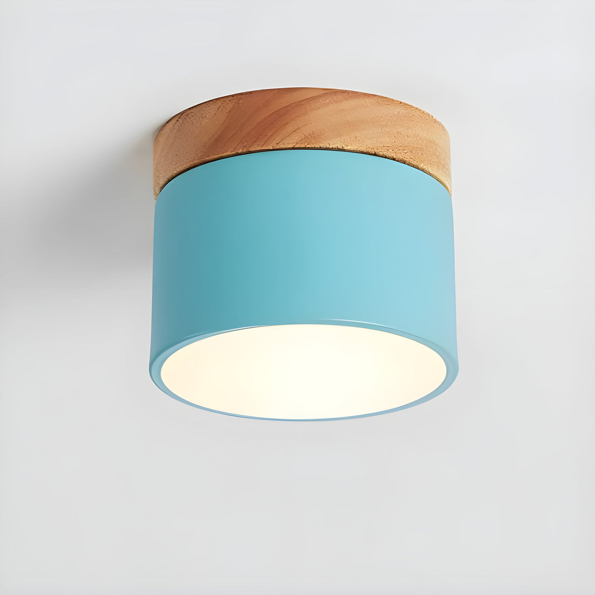 LED-taklampa i cylindrisk form – Varmt ljus i vintagestil industriell design | Med dekorativ detalj i trä Carvallo