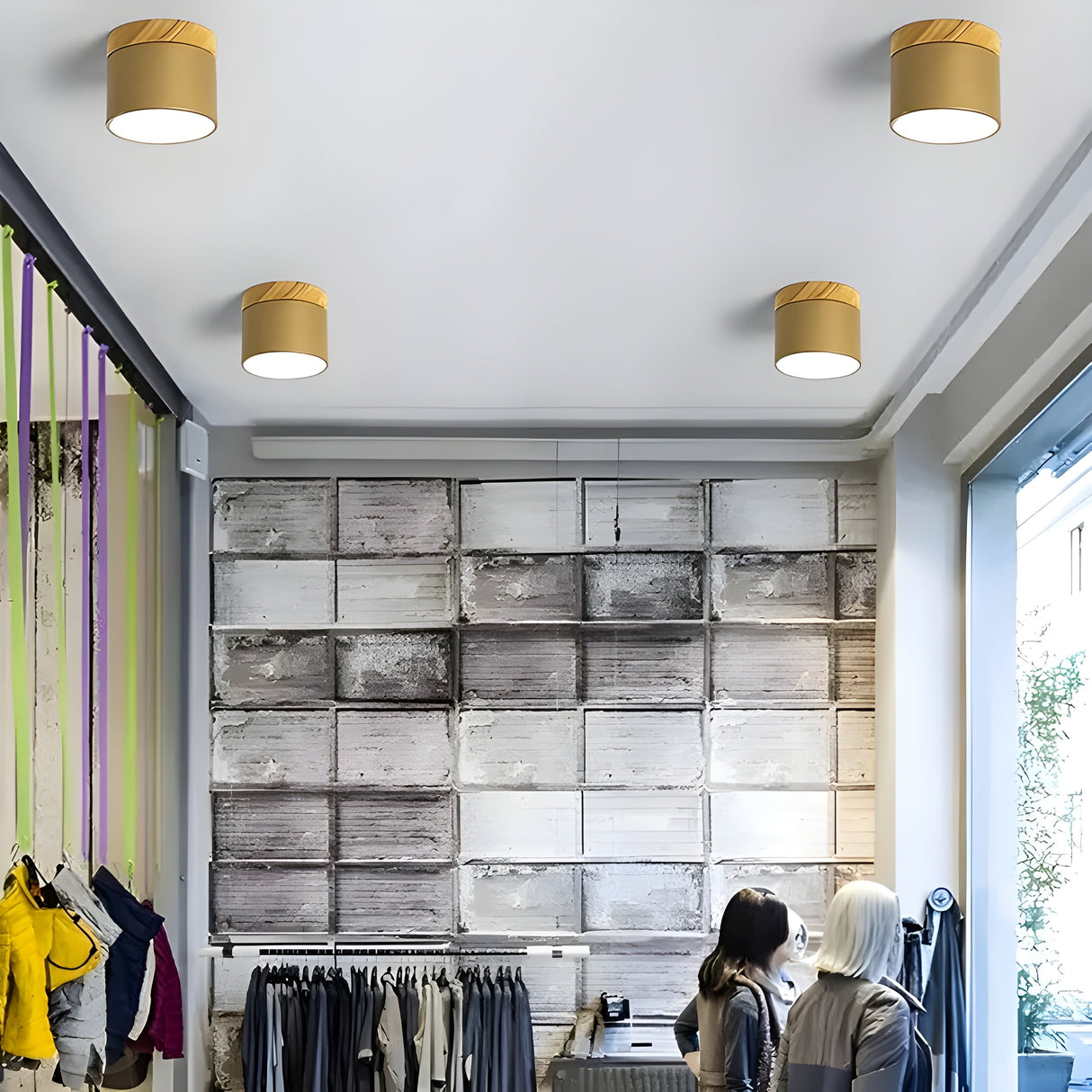 LED-taklampa i cylindrisk form – Varmt ljus i vintagestil industriell design | Med dekorativ detalj i trä Carvallo