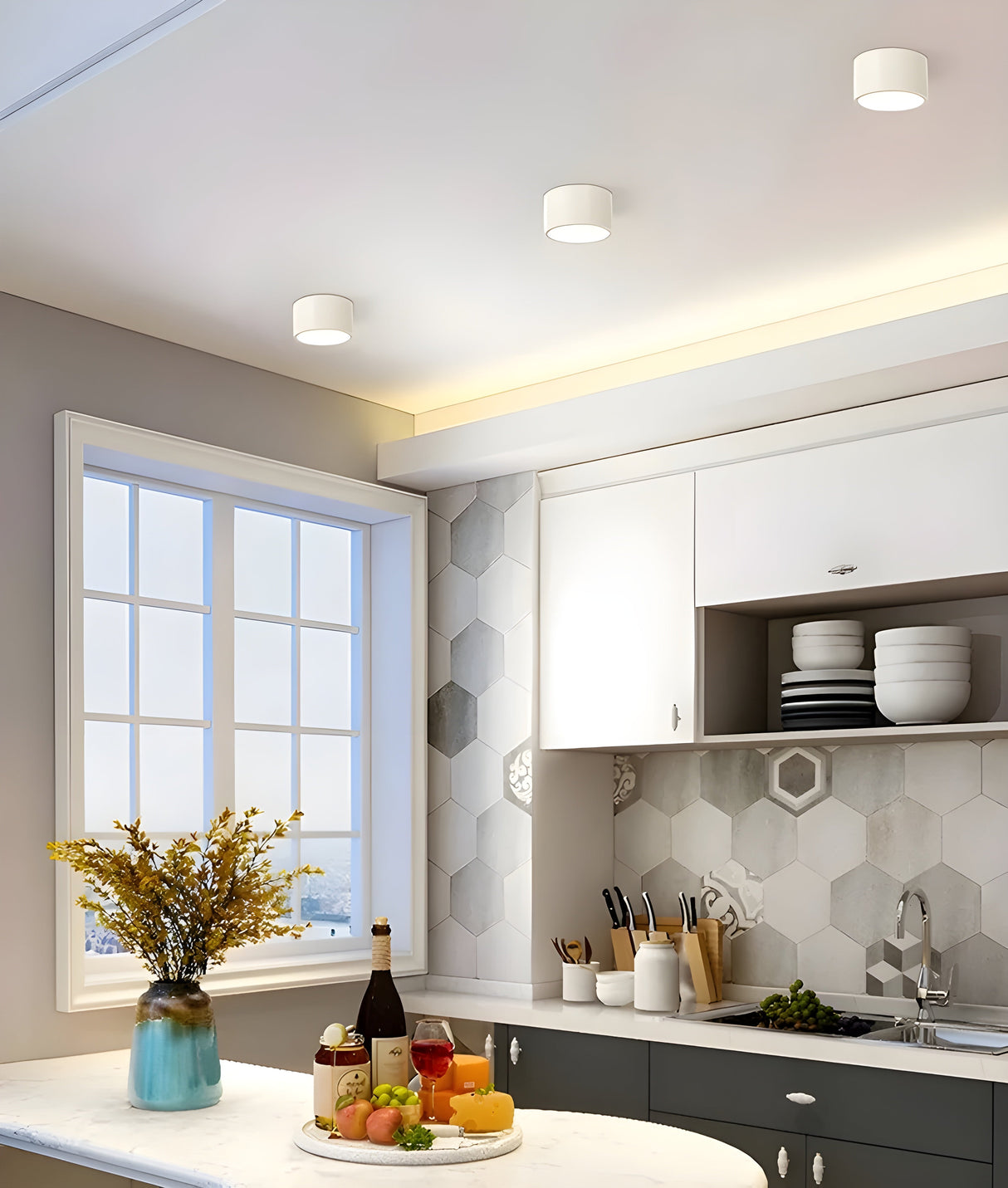 LED-taklampa i cylindrisk form – Varmt ljus i vintagestil industriell design | Med dekorativ detalj i trä Carvallo