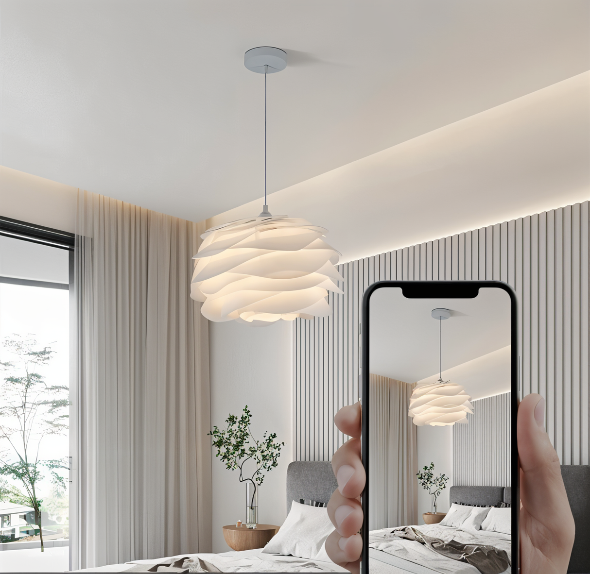 Aurora Taklampa – Stilren PVC Pendel i Blomdesign Hemnix