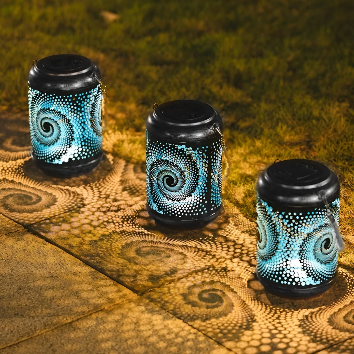 Carvallo projektionslampa sol trädgårdslampa med spiralprojektion | konstnärlig design | väderbeständig | 28x19x13 cm Carvallo