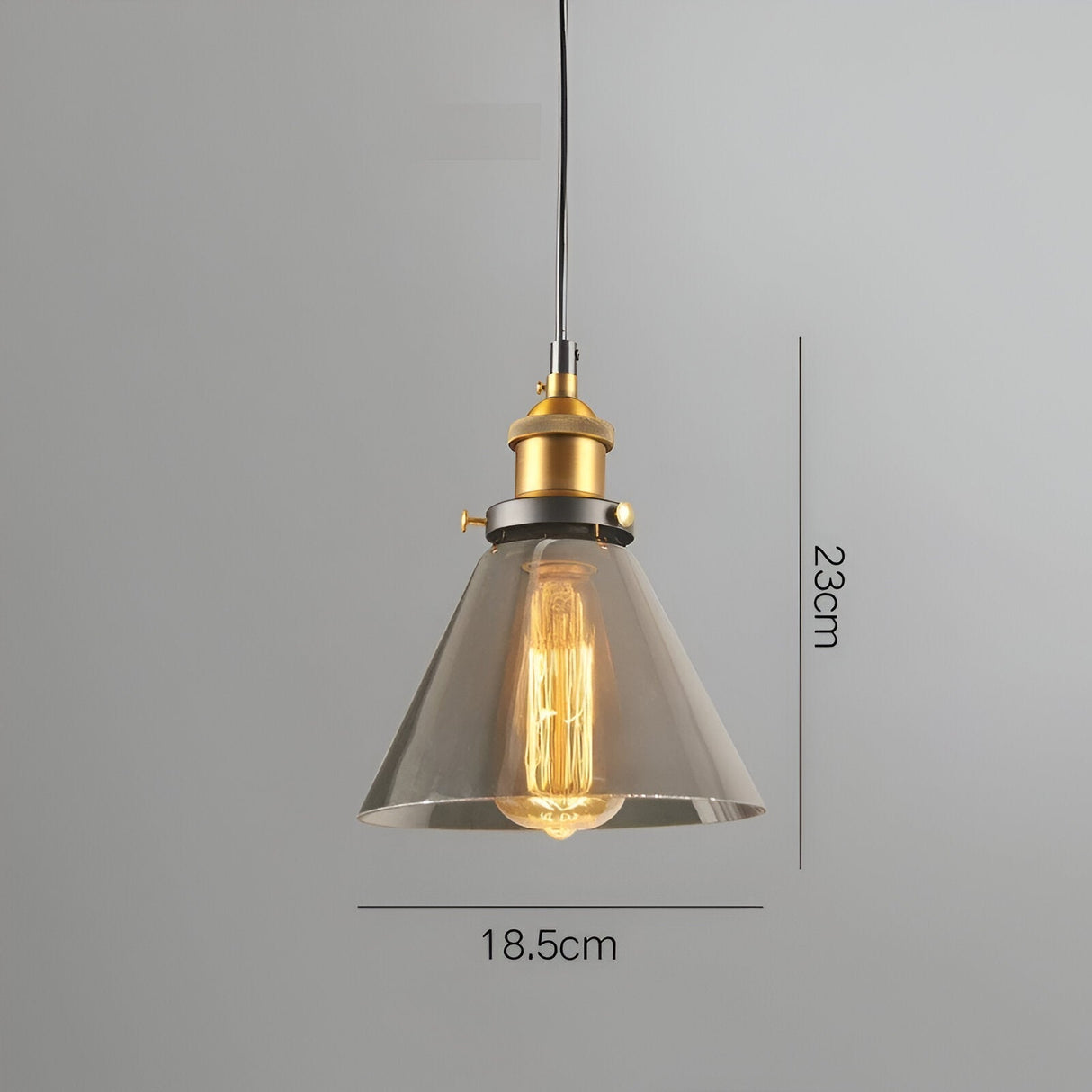 RetroGlow – Industriell Taklampa i Rökt Glas och Metall Hemnix